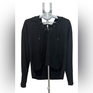 Sundays Black Lace- Up Sweatshirt